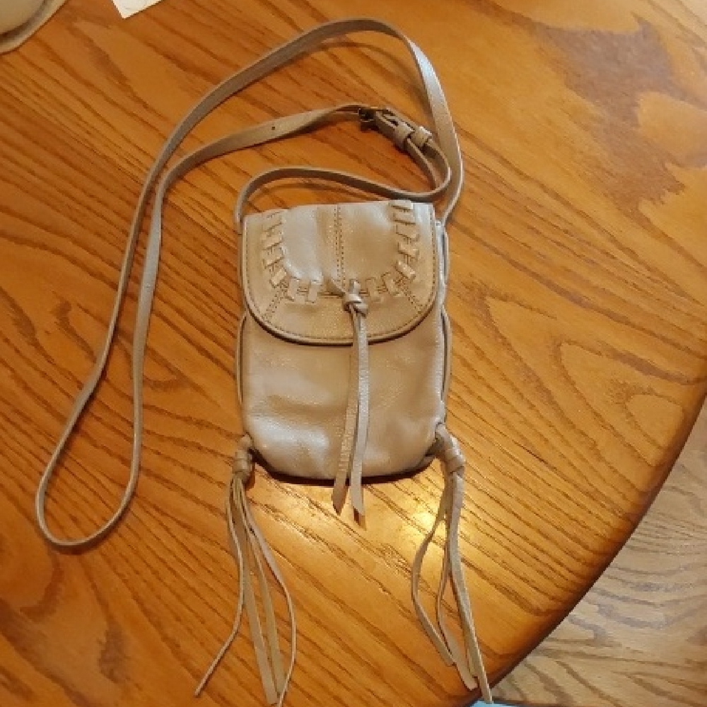 Lucky Brand Elegant Taupe/gray Leather Crossbody Bag